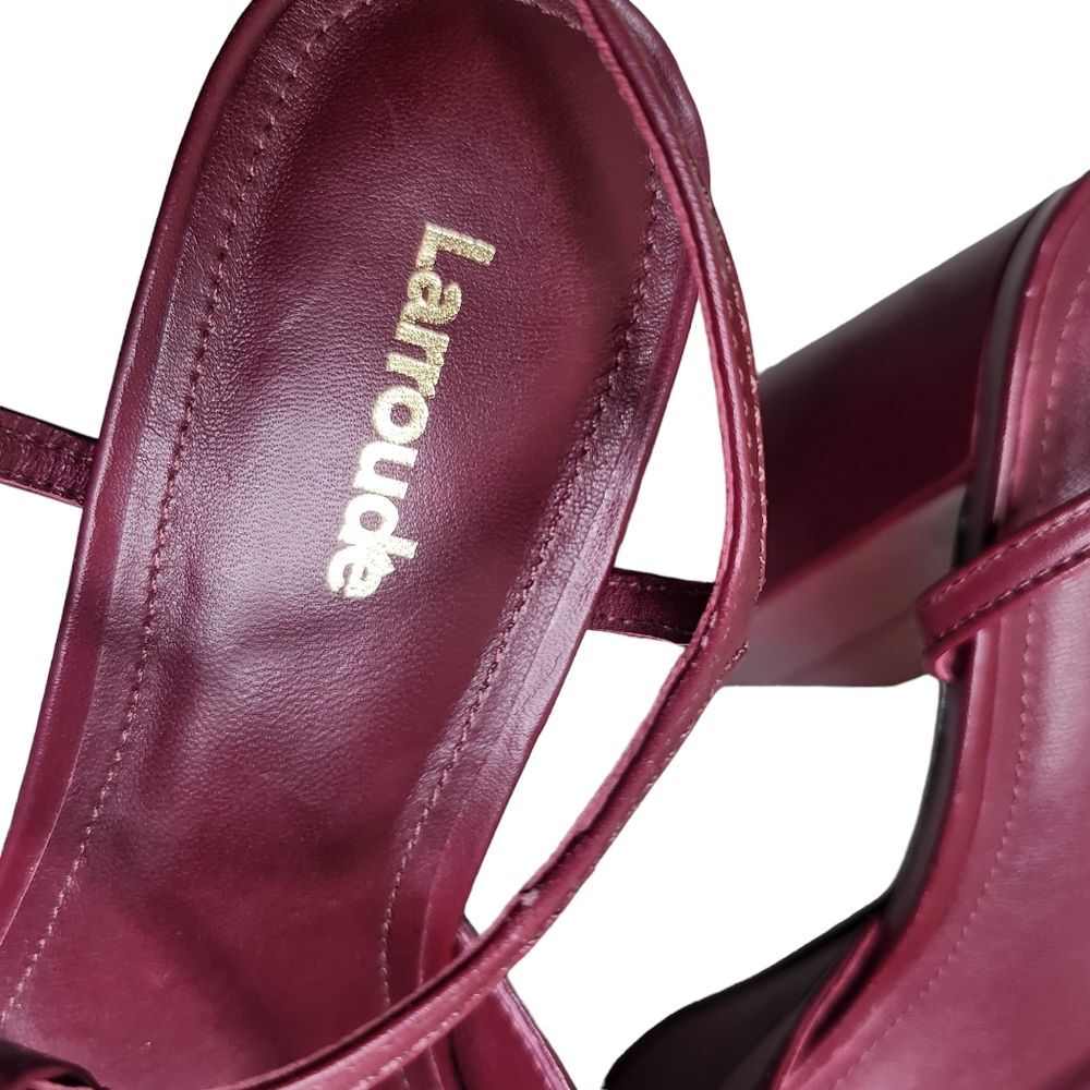 NWOB Larroude Pixie women's wine red leather platform chunky heel sandals Sz 7 - Picture 8 of 11